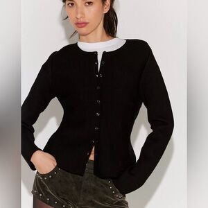 Free People Princess Long Sleeve Cardigan Sweater in Black NWT